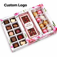 Boîte d'emballage de chocolat imprimée personnalisée Boîte cadeau de luxe en papier rigide pliable Boîte de chocolat sucré avec fenêtre de bac à papier d'impression