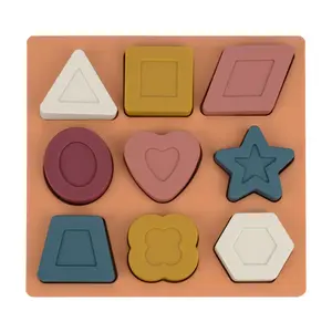 Borjaycustom Nieuwe Producten Hot Sale Bpa Gratis Siliconen Geometrische Vorm Stapelen Speelgoed Bouwstenen Creatief Ontwerp Voor Kinderen