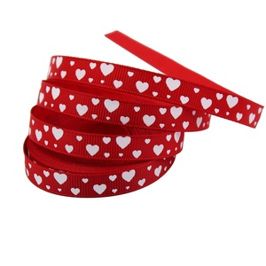 Suporte personalizado Dia dos Namorados Impresso Coração Valentine Silk Satin Dois Lados Edged <span class=keywords><strong>Ribbon</strong></span> para Gift Flower Package - Product Image 3