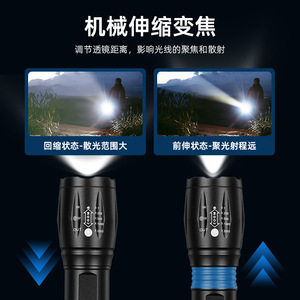 ซูลูโอชี่ไฟฉาย LED อลูมิเนียมอัลลอยด์แบบยืดหดได้ ซูมกำลังสูง ไฟฉายสำหรับใช้งานกลางแจ้ง - Product Image 2