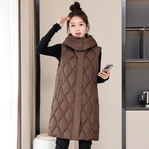 Chaleco de burbuja sin mangas de alta calidad, ropa personalizada, Sudadera con capucha de poliéster para exteriores, chaleco largo acolchado para mujer - Product Image 3