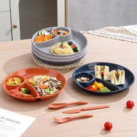 Assiette à 3 compartiments pour le contrôle des portions, idéale pour les régimes amaigrissants, compatible micro-ondes, en PP, moulée par injection sur mesure (OEM)