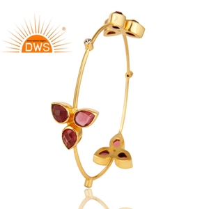 Pink Hydro Gemstone Zircon <b>Set</b> <b>Bangle</b> Indian Gold Plated Brass Fashion Women's <b>Bangle</b> Jewelry Manufacturer - Product Image 3