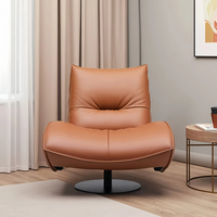 Fauteuil pivotant de luxe moderne avec mousse haute résilience 45D, base en acier carbone, fauteuil d'appoint rembourré pour salon