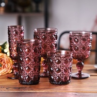 Gobelet à vin Jesenbol de luxe, design moderne, coloré, violet, en verre taillé en facettes, résistant au lave-vaisselle, 300/350 ml, pour fêtes et mariages