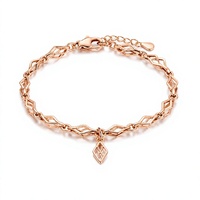 Brazalete Abierto Personalizado en Tono Dorado, Brazalete de Eslabones Huecos con Diseño de Rejilla, Joyería en Tono Oro Rosa para Mayoristas