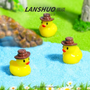 Figura de Pato de Resina Mini Lanshuo con Sombrero de Vaquero, Adorno Amarillo de Plástico para Acuario, Set de Joyería DIY, Accesorio Decorativo - Product Image 3