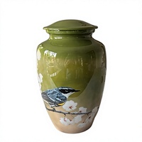 Urne funéraire personnalisable en métal pour adultes avec motif oiseau et fleur, fournitures funéraires, récipient à cendres, urne commémorative de table