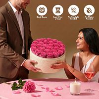 27 Roses Éternelles en Boîte Ronde – Fleurs Préservées (Rose et Blanc) du Yunnan – Cadeau Idéal pour Anniversaire, Fête des Mères, Saint-Valentin