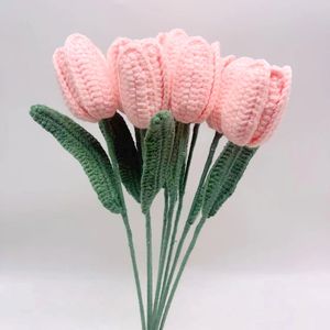 <span class=keywords><strong>Ramo</strong></span> de Tulipanes Inmortales de Lana Hechos a Mano 2025, Gerbera Abierta, Flores Preservadas para Boda, Navidad, Pascua - Product Image 4