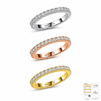 Bague d'éternité en moissanite 2 mm avec certificat, bague de mariage en argent sterling 925 pour femme, cadeau d'anniversaire, bijoux taille 4-10