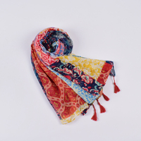 Prêt à expédier – Nouveauté 2025 : Écharpes, foulards et châles ethniques à franges, imprimés floraux bohèmes, pour femme – Collection Printemps – Meilleures ventes