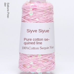 Filato di Cotone Puro con Paillettes 50g/rotolo, per Lavorazione a Maglia a Mano con Perline 3-6 mm, Filato <span class=keywords><strong>Misto</strong></span> per Lavori a Maglia a Cilindro, Vendita all'Ingrosso dalla Fabbrica - Product Image 6