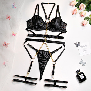 Lencería Sexy de Cuero, Estilo Japonés, para Mujer Madura, Conjunto Erótico con Cadena, Lencería de Lujo, Conjunto de Ropa Interior Sexy - Product Image 6