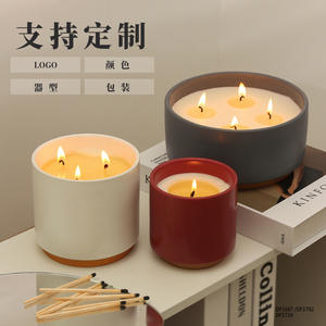 Ensemble de porte-bougies en céramique cylindriques avec logo personnalisé, décoration d'intérieur DF1687 DF1782 DF1726 - Product Image 1