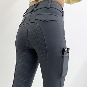 Ropa Ecuestre de Diseño Personalizado, Pantalones de Montar para <span class=keywords><strong>Mujer</strong></span> en Tela Reciclada, Breeches de Silicona Completa con Cierre, Leggings de Equitación - Product Image 6