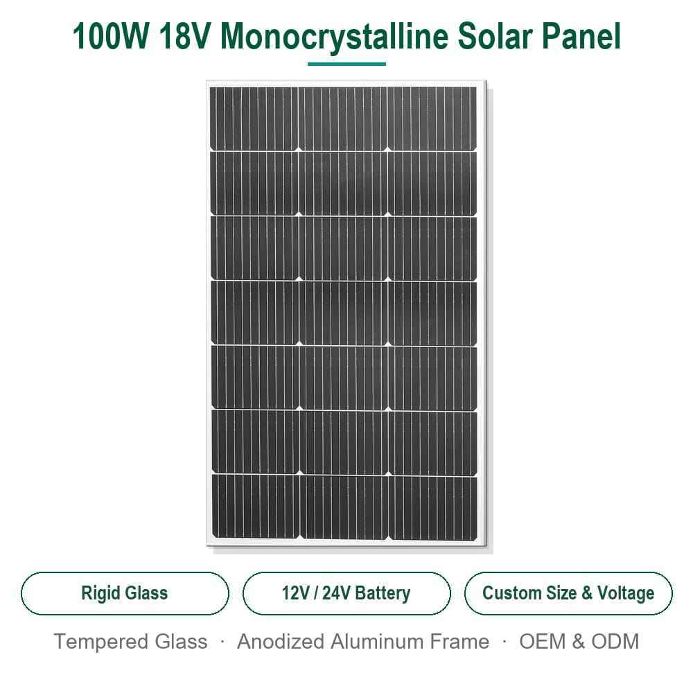 Monocrystalline Rigid Glass <strong>Solar</strong> Panel 20W 30W 50W 60W 80W 100W 150W 200W PV <strong>Module</strong> <strong>12V</strong> 18V 24V Waterproof for Off Grid RV Boat