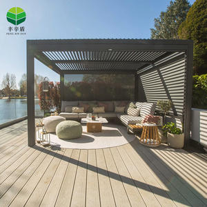 कस्टम आधुनिक शैली लाउवर पेगोला मोटर चालित फ्रीस्टैंडिंग आउटडोर गार्डन गज़ेबो के साथ गैज़बो, स्लाइडिंग ग्लास दरवाजा - Product Image 3