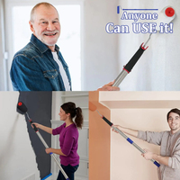 Perche télescopique réglable en alliage d'aluminium avec rouleau de peinture et housse de rouleau pour la peinture des murs intérieurs