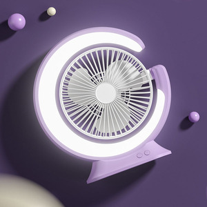 Kipas Meja Mini USB dengan Lampu LED Baterai Isi Ulang Multi-Power (USB/<span class=keywords><strong>Solar</strong></span>/Baterai) Kontrol Tombol - Product Image 4