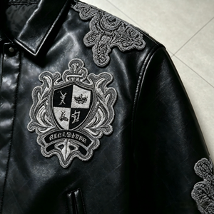 Giacca Varsity Personalizzata in Vera Pelle Vintage per Uomo, Giacca da <span class=keywords><strong>College</strong></span> con Ricamo in Ciniglia, Giacca in Pelle PU con Zip - Product Image 3