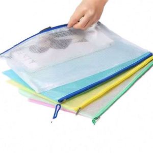 Mesh Pouch A4 Organizing Storage Waterproof Zipper Pouches Letter Size File <b>Bags</b> for School Toys - Product Image 1