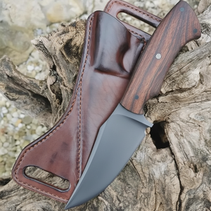 Magnifique couteau à désosser à lame fixe en acier Damas, revêtement noir en poudre de carbone - Product Image 1