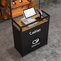 Comptoir de caisse en métal de style industriel avec tiroir pour les cafés, les restaurants, les salons de thé - Petit comptoir de réception de bar
