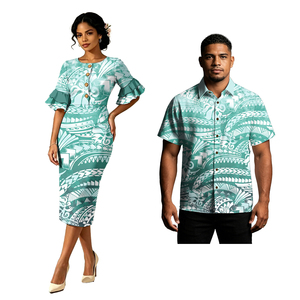 Nuevas llegadas: Conjuntos de pareja, camisas casuales de playa para hombre, vestidos tribales para mujer, trajes de pareja con estampado de hibisco hawaiano. - Product Image 2