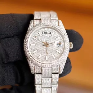 Luxe Top 2824 Automatische Topkwaliteit Ijskoud Horloge Met Diamanten Op Sluiting