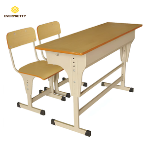 Meubles scolaires, bureau double ergonomique pour étudiants avec chaises, cadre métallique réglable en hauteur, pour l'étude <span class=keywords><strong>des</strong></span> élèves - Product Image 2