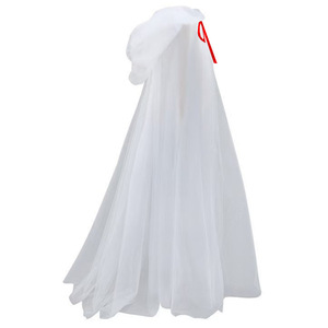 Cape à capuche en maille taille unique avec nœud rouge, accessoire de costume de sorcière, pour cosplay, fête et scène - Product Image 4
