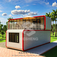 Contenedor Modular Personalizado de 20 Pies, de Dos Pisos, Tipo Cabaña Apple, Prefabricado, para Cafetería Móvil al Aire Libre, Quiosco de Comida