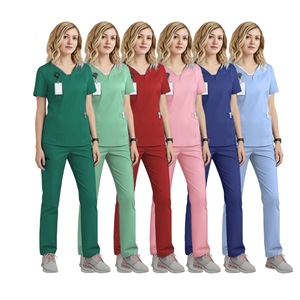 Women's Medical Scrub Suits Split Set Moisture Wicking Woven Fabric Hospital Uniforms For Nurses Doctors European American Style - Product Image 2