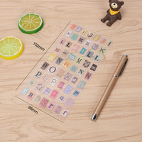 6 pièces/paquet Autocollants rétro alphanumériques anglais pour enfants, autocollants cadeaux en PET, ensemble de papeterie pour scrapbooking
