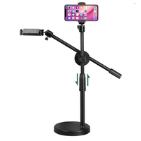 Support de table pour photographie, support de téléphone pour selfie, vlog, vidéo en direct, avec anneau lumineux LED, angle et hauteur réglables