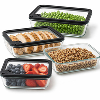 Boîte à lunch rectangulaire en verre borosilicate sans BPA de 820 ml, directement de l'usine, avec couvercle, compatible four, pour nouveau-né, type bento