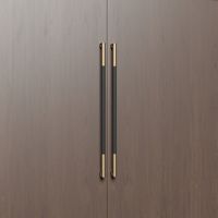 Poignée de porte encastrée en cuir avec plaque arrière en aluminium, quincaillerie architecturale pour entrée de bureau de direction