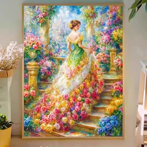 SONGWOO Kit de Peinture Diamant Complet : Château Européen Romantique, Rose et Femme, Style Dame Noble Vintage - Product Image 1