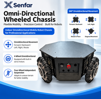 Châssis de robot à roues omnidirectionnelles Senfar SFOW500 100 kg, entraînement 4*200 W, 4 roues motrices, braquage zéro pour AGV intérieur, R&D et logistique