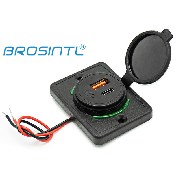 BROSINTL BC052KB 12V 24V Input USB C Type-C PD 30W QC3.0 18W USB Charging Port Charger Socket for Bus