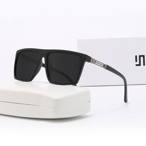 Lunettes de soleil polarisées pour hommes, monture carrée noire en plastique et métal, verres TAC UV400, style miroir pour la conduite, pour le marché international - Product Image 4