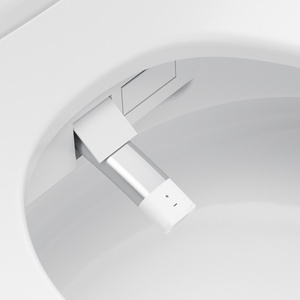 Abattant <span class=keywords><strong>de</strong></span> <span class=keywords><strong>toilette</strong></span> intelligent en acier inoxydable mural compatible téléphone, avec protection en mousse, détection automatique et couvercle rabattable sans contact - Product Image 3