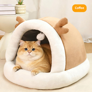 Cama para Mascotas Semicerrada, Linda Cama para Perros y Gatos, Nido para Mascotas, Alfombra Suave, Tienda para Cachorros y Gatitos, Suministros para Mascotas, Cama Cálida para Gatos - Product Image 6