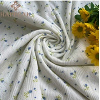HAPPEAK Stretch Spandex Pointelle côtes tricot tissu personnalisé fleur impression Poly coton Pointelle tricoté tissu
