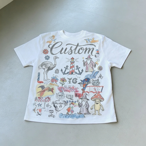 <span class=keywords><strong>T</strong></span>-<span class=keywords><strong>Shirt</strong></span> da Uomo Oversize in Cotone Pesante con Stampa Grafica Personalizzata, Stile Vintage Streetwear, Produzione su Misura - Product Image 2