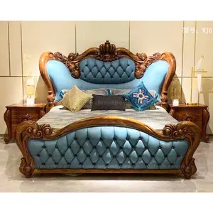 Customized Luxury Bedroom Furniture ebony antique Southeast Asia Double Bed Designer Furniture Set Leather Luxury Bed