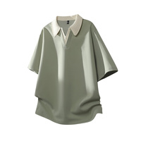 Polo surdimensionné grande taille 100% polyester, col contrastant, coupe ample, décontracté, manches courtes, logo personnalisé