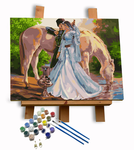 حصان أبيض من الأكريليك بالزيت الرقمي بالأرقام طقم حيوان للبالغين - Product Image 1