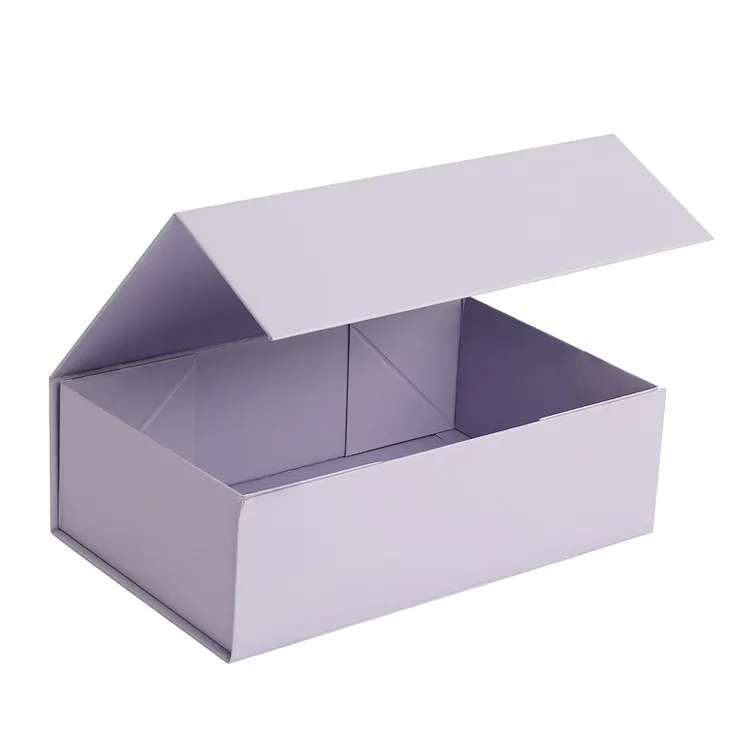 Wholesale Luxury Valentines Day Unique Purple Folding Magnetic Flower Gift Box with Lid